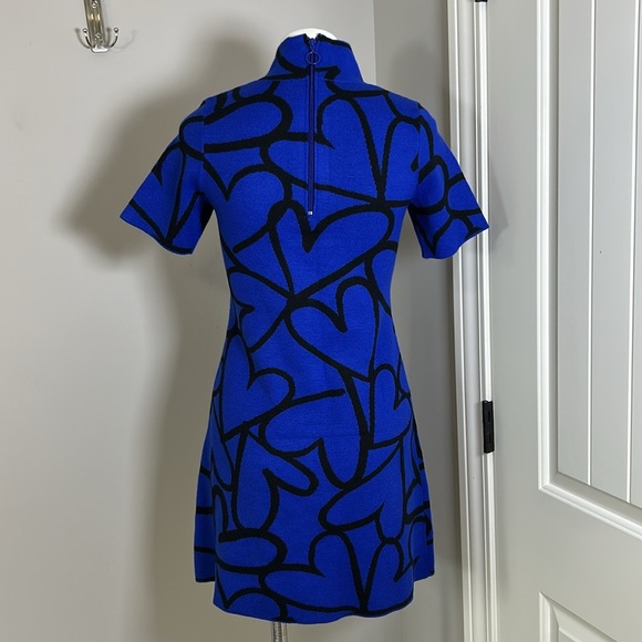 Anthropologie The Nina Short Sleeve Mock Neck Mod Mini Dress Blue Black XSP NEW - Picture 6 of 14
